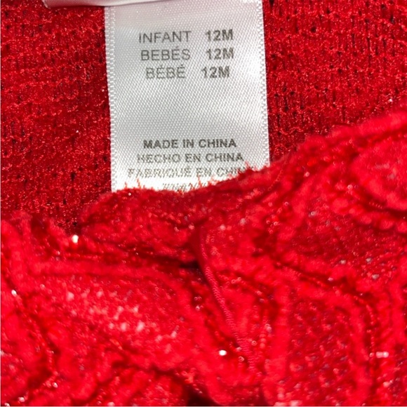 Sweetheart Rose Shimmery Red and White Matching Dress and Jacket Sz 12 Months - Picture 10 of 11